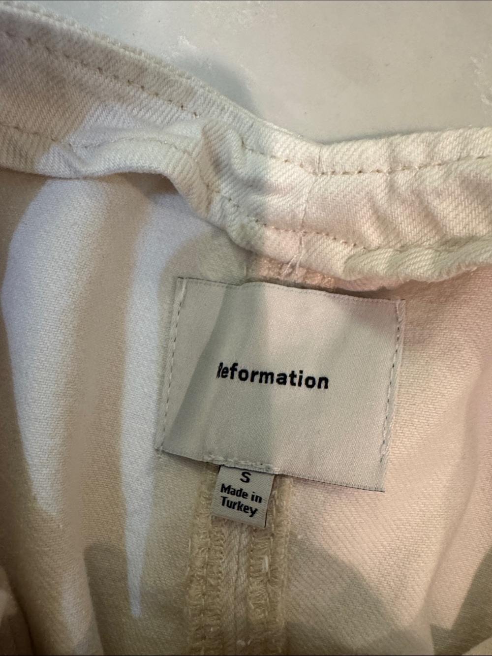 Reformation Cream Button-Front Denim Halter Mini Dress - Picture 6 of 6